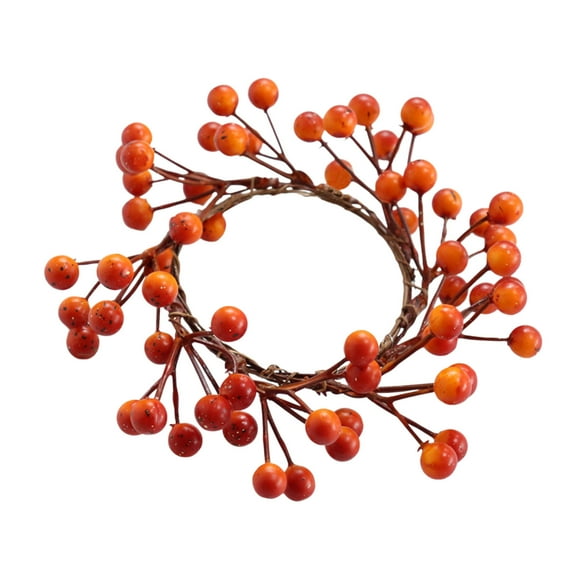 Fall Berry Candle Rings Wreath For Pillar Candle Mini Berry Twig Thanksgiving Christmas Decor