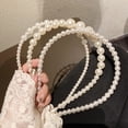 thumbnail image 2 of Diadema de perlas, 5 piezas de diademas de perlas sintéticas blancas, aro de pelo nupcial, accesorios para el cabello de boda, adornos para mujeres y niñas, 2 of 3