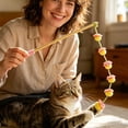 thumbnail image 3 of Natural Wood Cat Wand Toy with Fruit Plush Charms and Bell, Interactive Teaser Stick for Indoor Cats, Lightweight Durable Fishing Pole Toy for Kittens(Pink), 3 of 4