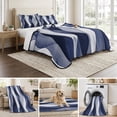 thumbnail image 6 of King Quilt Set 96''x106'', Navy Blue Lightweight Summer Bedspread Coverlet Set with 2 Pillow Shams, Modern Moire Abstract Ripple Geometric Breathable All Season Quilt Bedding for Bedroom/Guest Room, 6 of 9