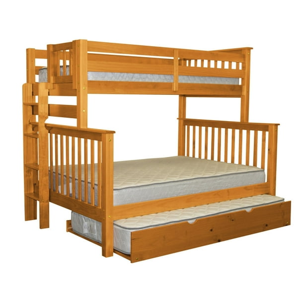 Bedz King Bunk Beds Twin Over Full Mission Style With End Ladder And A Trundle Honey Com Bedz King Bunk Beds Twin Over Full, Twin Trundle Bed Converts To King