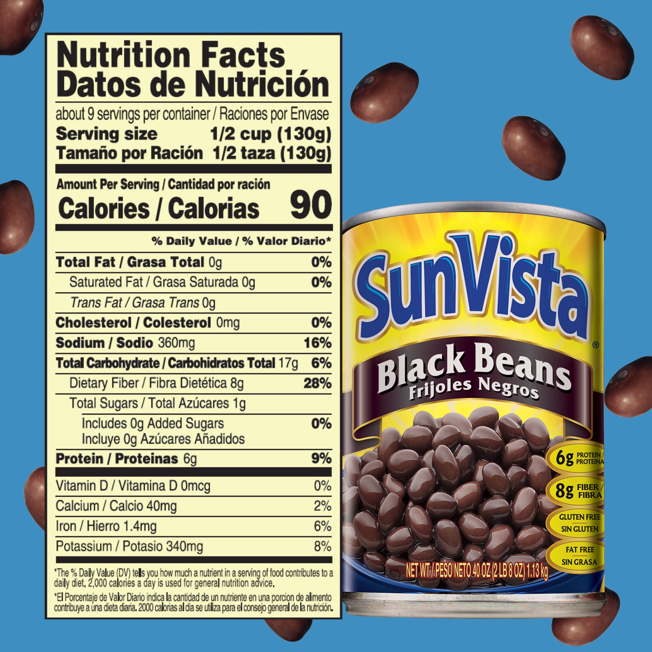 SunVista Black Beans 40 oz. Can