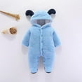 thumbnail image 4 of GYRATEDREAM 3-12M Newborn Baby Girl Boy Outfits Long Sleeve Plush Hooded Romper Footies Jumpsuit Toddler Fall Winter Clothes, 4 of 8