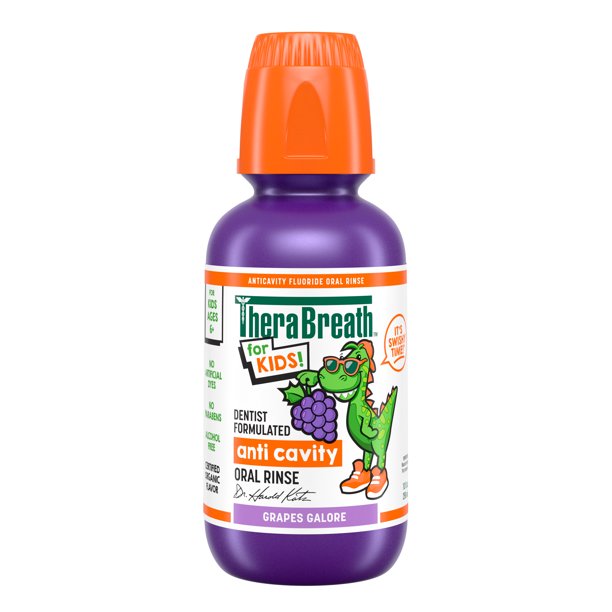 TheraBreath Kids Mouthwash with Fluoride, Organic Grapes Galore
