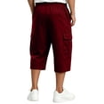 thumbnail image 4 of Nestiefly Men's Capri Cargo Casual 3/4 Shorts Elastic Waist Drawstring Wide Leg Below Knee Sweatpants Baggy with Pockets Wine M, 4 of 7