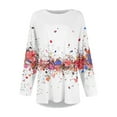 thumbnail image 4 of Xyxonk Womens Tops Plus Size Dressy Fall Long Sleeve Tops Floral Graphic Tees Crew Neck Tshirts Loose Casual Clothes for Women White 2XL, 4 of 5