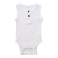 thumbnail image 1 of Newborn Baby Summer Sleeveless Romper Solid Color Ribbed Knit O Neck Jumpsuit, 1 of 8