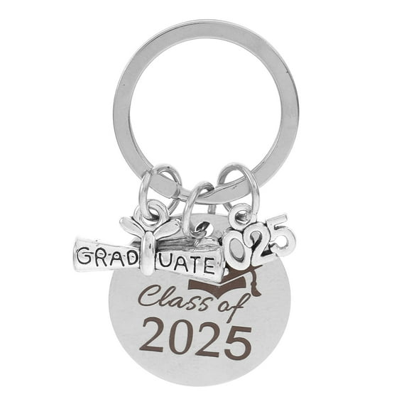 Dayesque Graduation Keychain 2025 Inspirational Graduates Keyring 25mm Graduation Season Present Class of 2025 Graduation Keepsake for Boys and Girls Silver 2