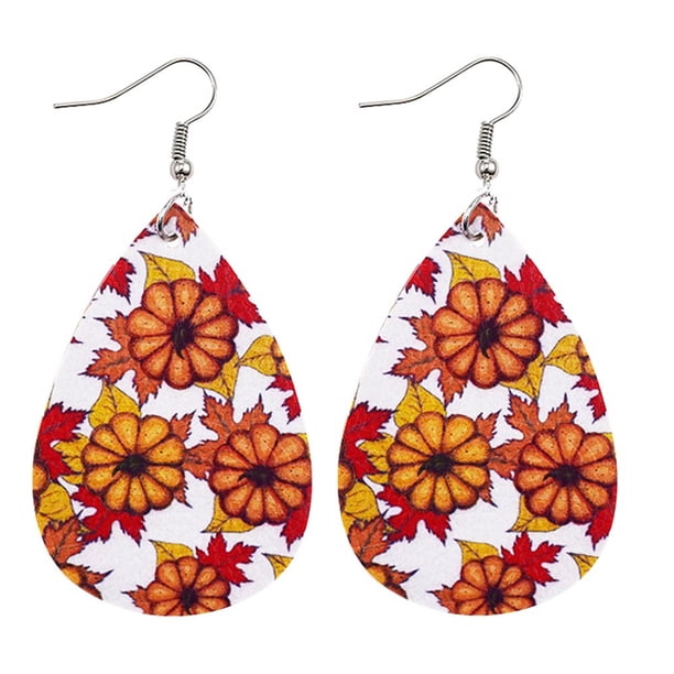 Pendientes para mujer, regalos para mujer, pendientes de cuero para Acción de Gracias, pendientes de cuero con forma de hoja de arce, pendientes de cuero.