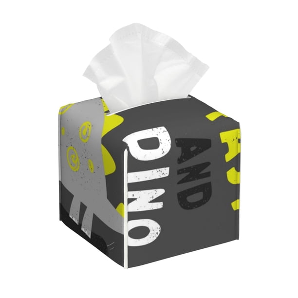 Balery Cute Dinosaur Porta Pañuelos de Cuero con Estampado – Funda Moderna Cuadrada para Caja de Pañuelos, Dispensador 5x5x5''