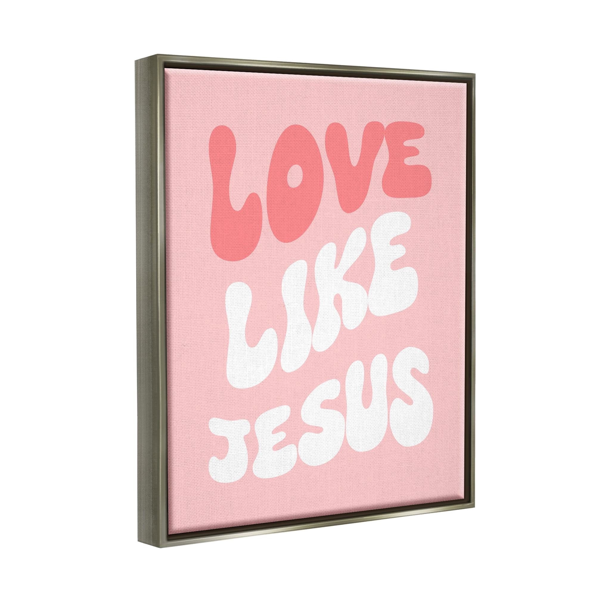 Stupell Industries Love Like Jesus Retro Inspirational Painting Gray Floater Framed Canvas Art Print Wall Art, 25 x 31