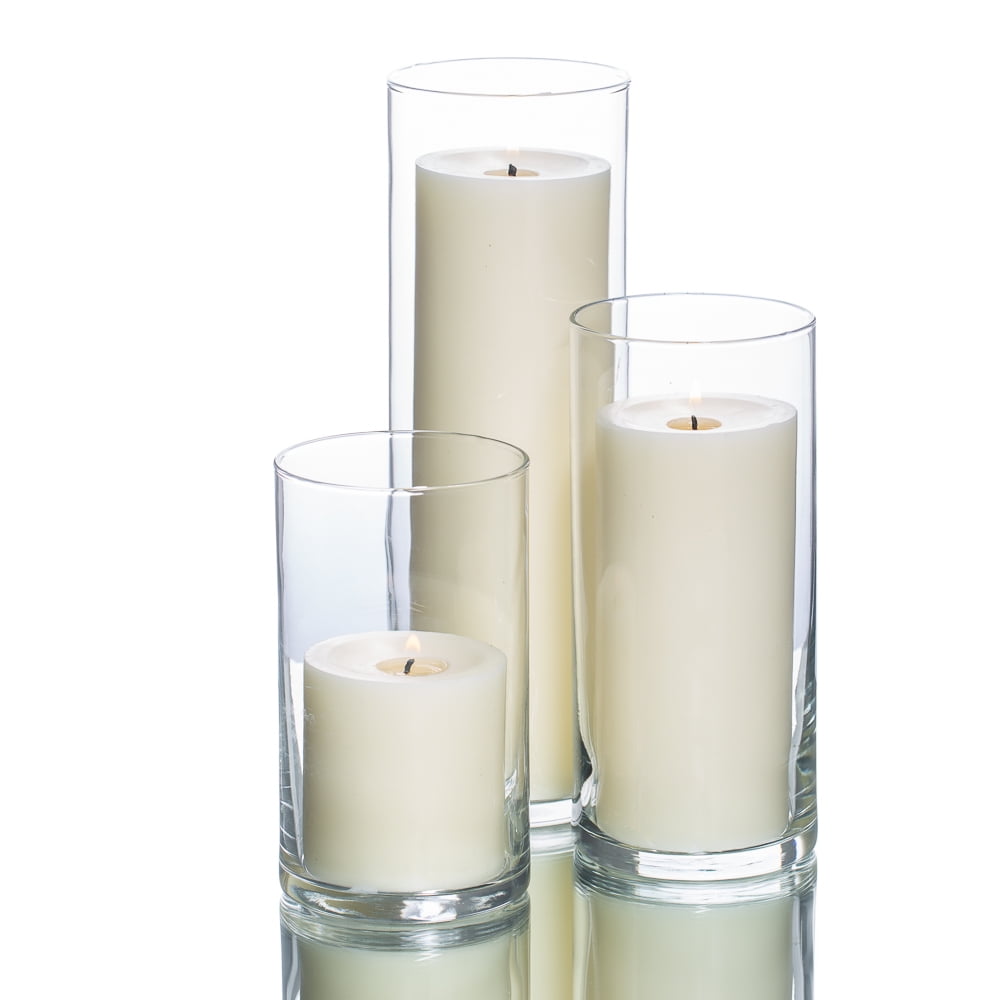 Richland Pillar Candles & Eastland Cylinder Holders Light Ivory Set of