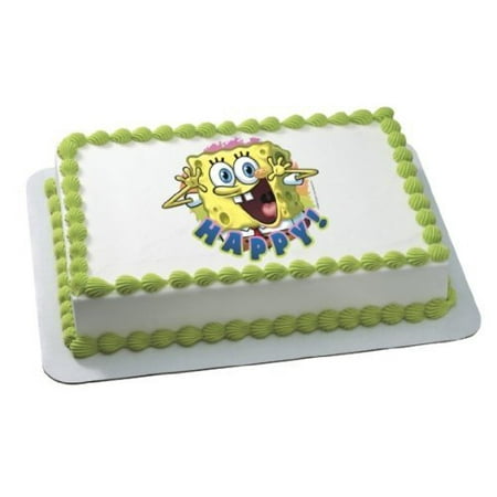 1/4 Sheet Spongebob Happy Edible Frosting Cake Topper* ()