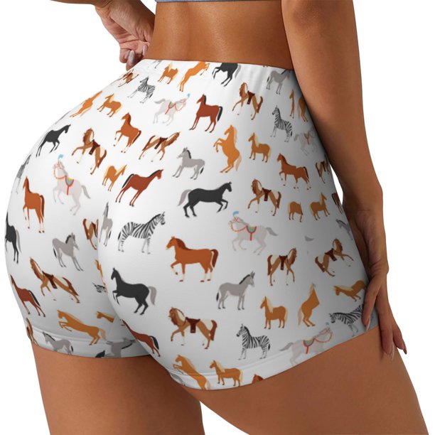 Fotbe Horses Shorts Sin Costuras – Shorts Deportivos de Cintura Alta para Mujer, Elásticos para Gimnasio, Yoga, Running o Ciclismo-Small
