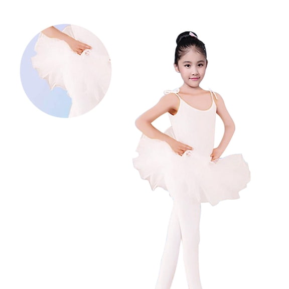 IBASETOY Toddler Tulle Skirt White 1 Set Dancing Costume for Little Girls in Spring