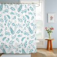 thumbnail image 4 of Shower Curtain Teal Leaves Berry Shower Curtains for Bathroom Decor, Waterproof Polyester Shower Curtain Set with Hooks, Small Stall Size 36" x 72" Leaf Plant, 4 of 9