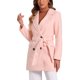 thumbnail image 4 of Abrigo de trench de longitud media con cinturón y solapa de muesca para mujer Inspire Chic, color rosa claro, talla S, 4 of 8