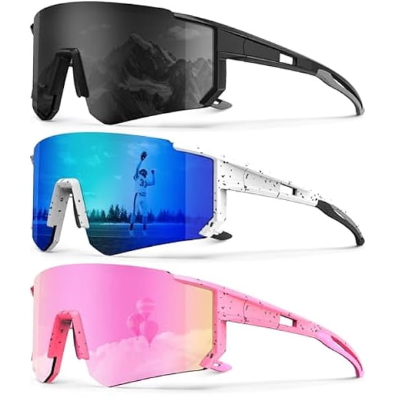 Polarized Sport Sunglasses-Men-Women Running-Sunglasses: Cycling Sun Glasses UV Protection Driving Fishing 3packs