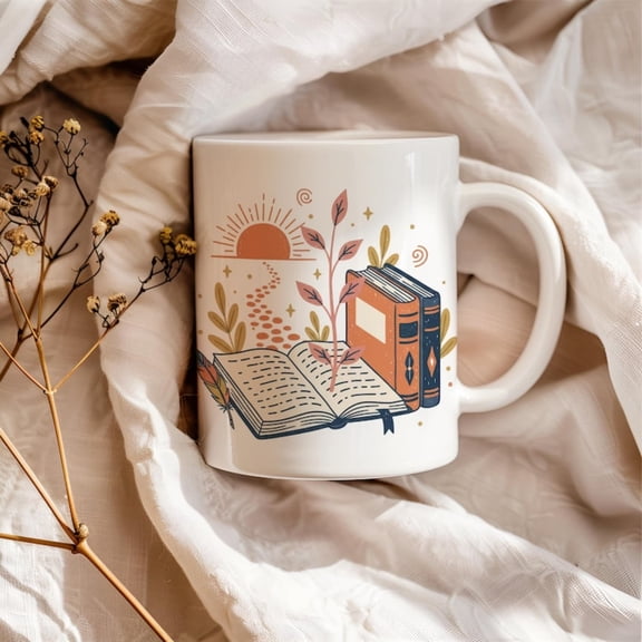 Book Lover Gift, Boho Reading Mug, R Book Coffee Cup, Perfect Gift Idea Her, Cistmas Stocking Stuffer, Bookworm.