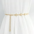 thumbnail image 2 of Weikingp Belts for Women Women'S Metal Belt Dress Beaded Hook Women'S Waist Chain Fashion Pearl Decoration Metal Belt Western Belts for Woman Womens Belt () Gold metal alloy, 2 of 4