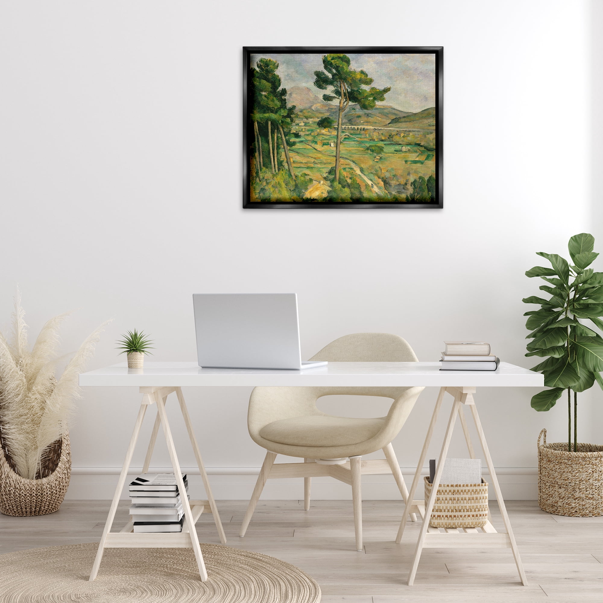 Stupell Industries Classic Cezanne Mont Sainte-Victoire Landscape & Nature Painting Black Floater Framed Canvas Art Print Wall Art, 31 x 25