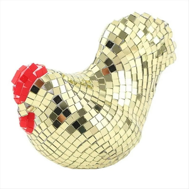Figura de Pollo de Acrílico con Forma de Bola de Espejo, Reflectante, Coleccionable, para Baile, Decoración de Boda, Acción de Gracias B