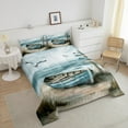 thumbnail image 4 of Erosebridal Ocean Sea Theme Comforter Sets King Size, Boat Beach Comforters & Duvets, Reversible 3 Pieces, 4 of 7