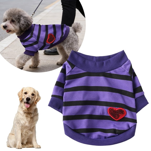Plaid Dog & Cat T-Shirt with Heart Patch, Breathable Summer Pet Clothes for Small/Medium Breeds, Soft & Comfortable, Assorted Colors