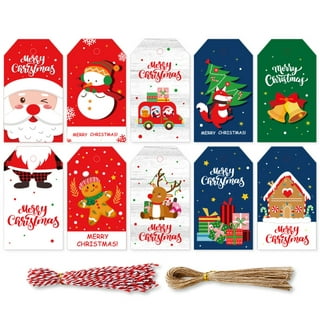 1 Set Christmas Gift Tags Regular Shape Pre-Punched Hole Design Enhance Atmosphere 2 Styles Merry Christmas Tags Kraft Paper Cards Decor for Home