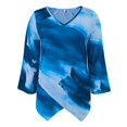 thumbnail image 1 of Gibobby Blusas Holgada Tops Vintage con estampado de y dobladillo Irregular con cuello en V suelto informal de manga larga para mujer（Azul， M), 1 of 4