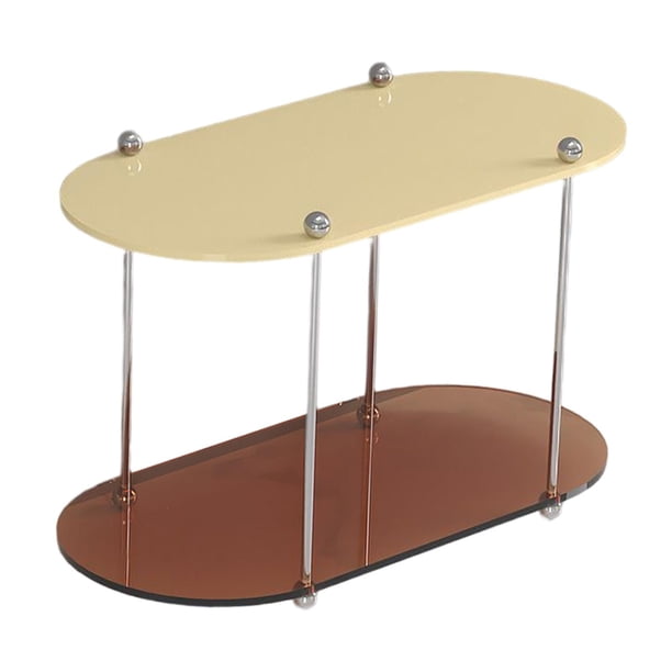 Estante de almacenamiento para baño de 2 niveles, organizador de maquillaje, estante para , mostrador, soporte de escritorio, bandeja de tocador marrón perfecl Estante de baño