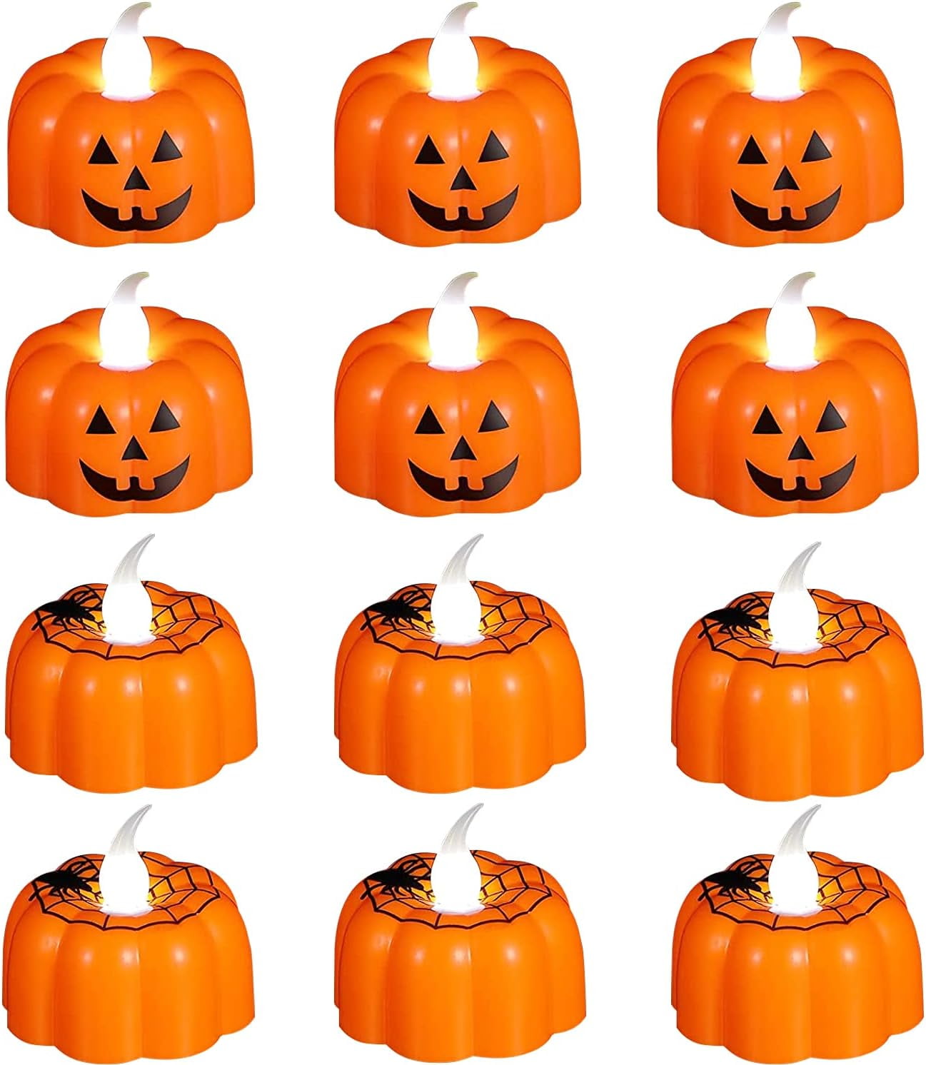 Halloween Pumpkin Flameless Candles Flickering Jack O Lantern Tea
