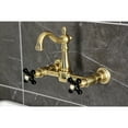 thumbnail image 4 of Kingston Brass KS2447PKX Duchess Double-Handle Wall-Mount Bridge Kitchen Faucet, Brushed Brass, 4 of 7