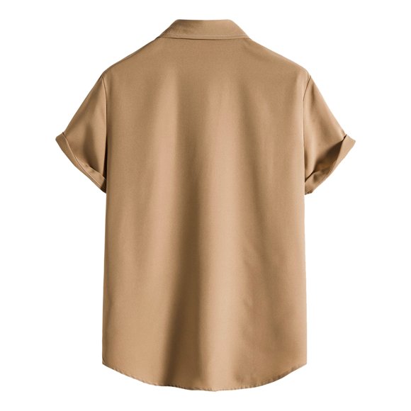 Ketyyh-chn99 Men's T Shirts 2024 Casual Shirt Summer Button Down Shirts Long Sleeve Band Collar Business Dress Shirt Khaki,3XL
