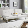thumbnail image 3 of Wangbujianwang Convertible Sofa Bed Adjustable Couch Sleeper Modern Faux Leather Recliner Reversible Loveseat Folding Daybed Guest Bed, Removable Armrests, Cup Holders, 3 Angles, 772lb Capacity,White, 3 of 11