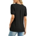 thumbnail image 5 of JWD Womens Shirts Casual V Neck Tshirts Puff Short Sleeve Summer Tops Tunic Blouses Black M, 5 of 6