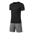 thumbnail image 4 of TKKCS Mens 2 Piece Short Sets- Summer Lightweight Crew Neck T-Shirt and Elastic Waist Shorts Workout Breathable Beach Vacation Outfits Black Size 2XL, 4 of 6