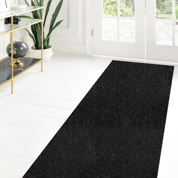 Custom Size Runner Rug 3 ft x 7 ft, 2-82ft Carpet Runners Hallway Entryway Kitchen Garage Laundry Room Area Rugs with Non-Slip Rubber Backing, Black