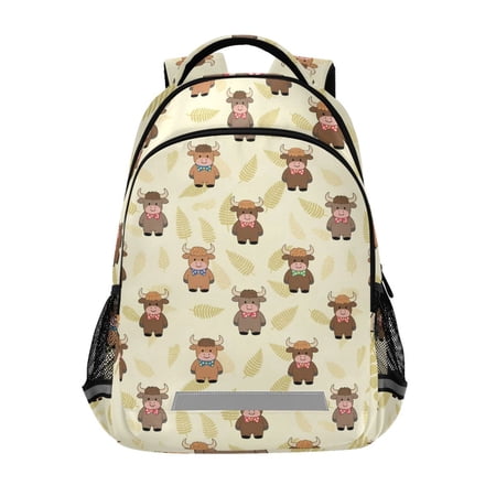 ALAZA Cartoon Highland Cattles Backpack Elementary School Bag Bookbag Travel Rucksack