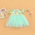 thumbnail image 2 of Infant Baby Girls Summer Dress Cartoon Lemon Print Short Sleeve Tulle A-Line Dress, 2 of 9