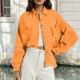 thumbnail image 4 of Baberdicy Distressed Denim Jackets for Women - Fall/Winter Vintage Loose Fit (Oversized, Ragged Hole Design) Orange L, 4 of 6
