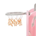 thumbnail image 3 of CIPACHO 5 in 1 Kids Slide Playset with Basketball Hoop, Climbing Ramp, Swing, Hidden Space, Indoor Outdoor Kids Playground, Pink, 3 of 11