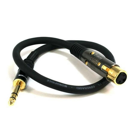 1.5ft Premier Series XLR Female to 1/4inch TRS Male 16AWG Cable (Gold Plated)