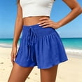 thumbnail image 4 of Ounisa Women's Summer Casual Fashion Solid Drawstring Elastic Waist Loose Culottes Shorts Flowy Breathable Lightweight Airy Shorts, 4 of 7