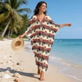 thumbnail image 3 of SEANATIVE Women Kaftan Dresses Plus Size V-Neck Batwing Sleeves Beach Coverup Boho Caftan Side Slits Long Kaftans Cruise Outfits for Beach Party, Beach Sunset Palm Tree Pattern, 3 of 7