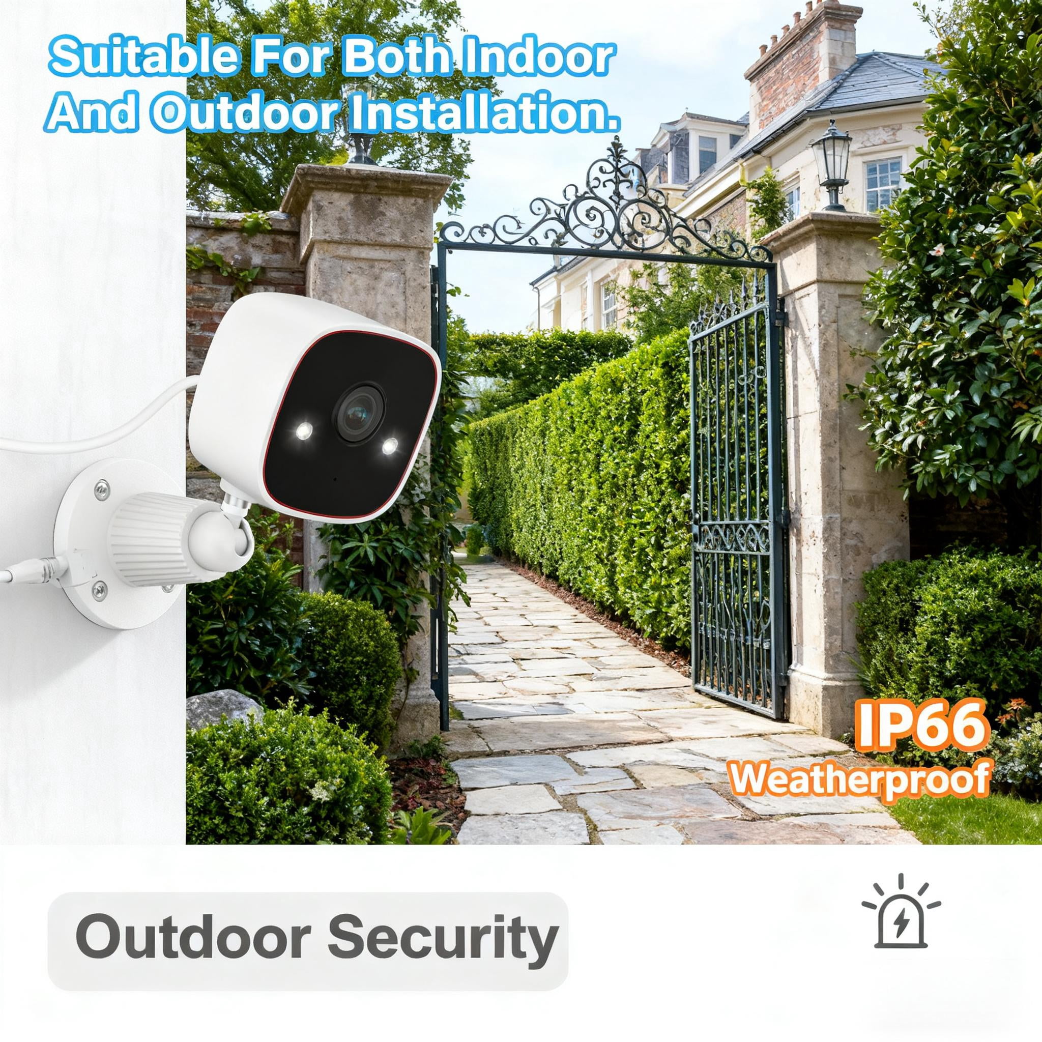 2.4Ghz Security Camera, 2K HD WiFi Indoor/Outdoor, Color Night Vision, AI Human/Pet Detection, 2-Way Audio, Baby Dog Cat Monitor, Wall Mountable