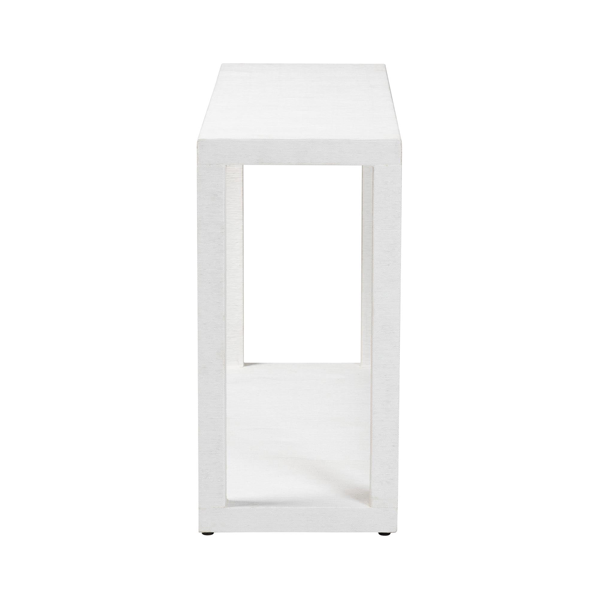 bali & pari Oaklynn Grasscloth Console Table Two-Tier Entryway Table White