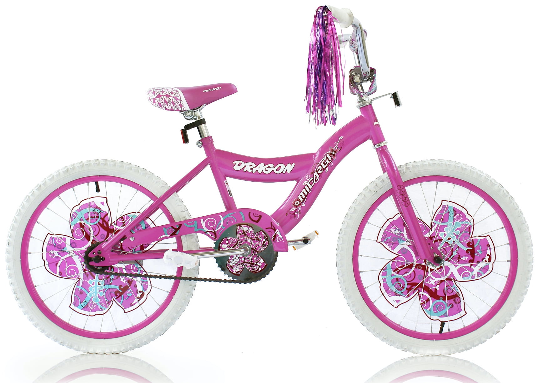 Wonder Wheels 20 In. Girl's BMX S-Type Frame Bicycle Coaster Brake One Piece Crank Pink Rims White Tire Kid's Bike – Pink
