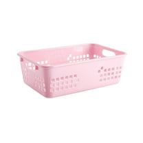hulanddfd Plastic Storage Baskets with Handles, Colorful Small Plastic Organizer Basket Bin Storage Bins for Home Office Desktop and Kitchen Pink