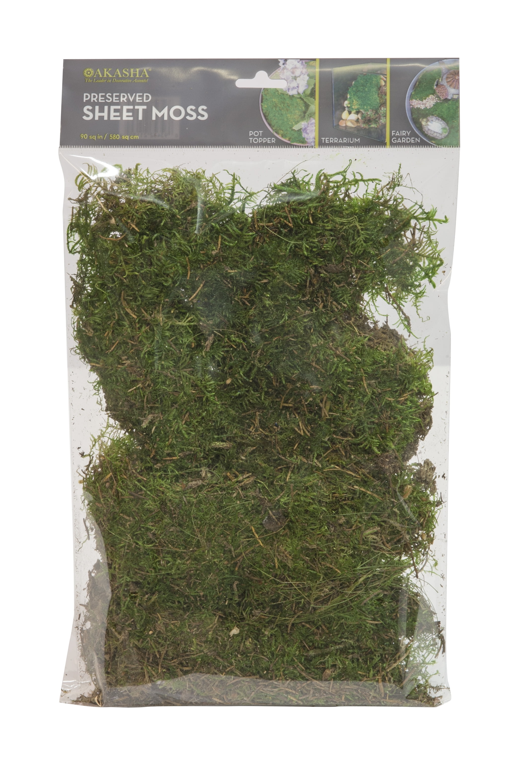 (2 pack) Planter and Terrarium Sheet Moss, Green, 2 oz. Bag, 1" L x 7" Wide x 11" H, Indoor / Outdoor Use